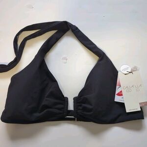 Calia Women's Bikini Halter Top Size XXL Ubar Pure Black NWT